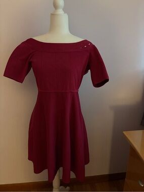 Guess One-Shoulder Fit & Flare Dress in Berry